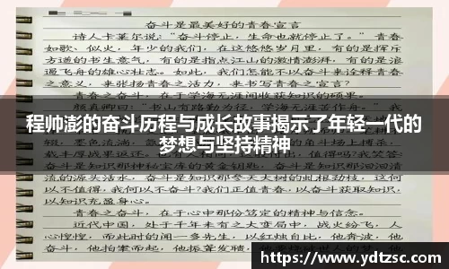 程帅澎的奋斗历程与成长故事揭示了年轻一代的梦想与坚持精神